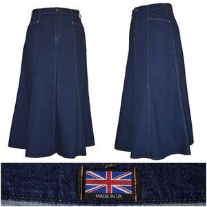 3/$20 Ice Cool Jean Skirt Long Flared A-Line Dark